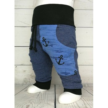 Baby Pumphose mit Tasche Anker blau schwarz