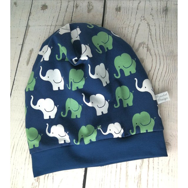 Baby Beanie Mütze Elefanten blau mint