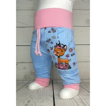 Baby Pumphose mit Tasche Rehkitz jeanslook rosa
