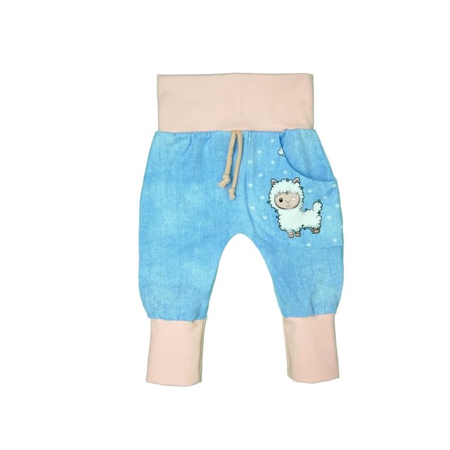 Baby Pumphose mit Tasche Schäfchen jeanslook lachsrosa