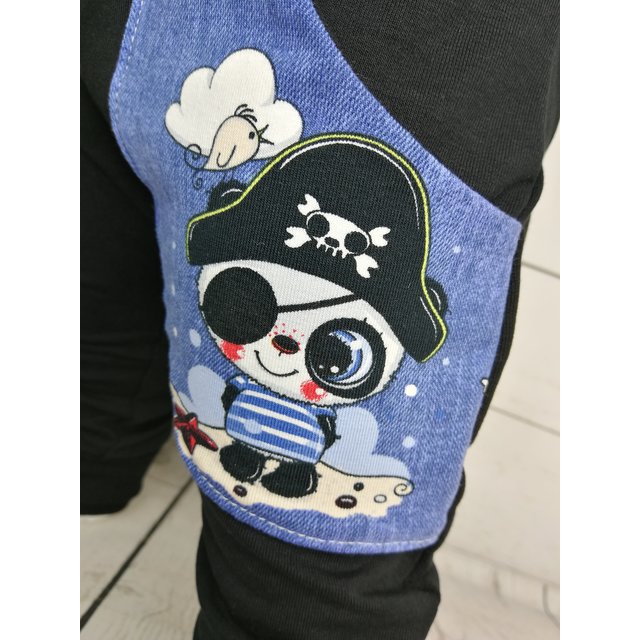 Baby Pumphose mit Tasche Panda Pirat schwarz blau 50-62