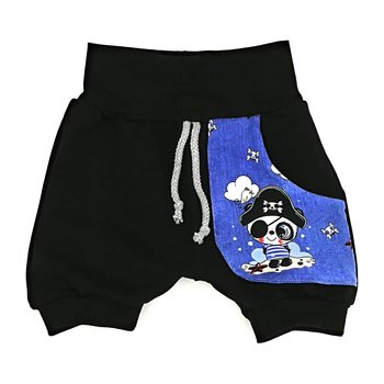 Baby Shorts mit Tasche Panda Pirat schwarz blau 74/80