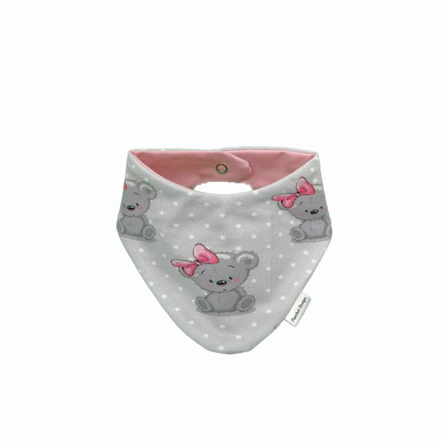 Baby Halstuch Dreieckstuch Girl Teddy grau rosa 0-3 Monate