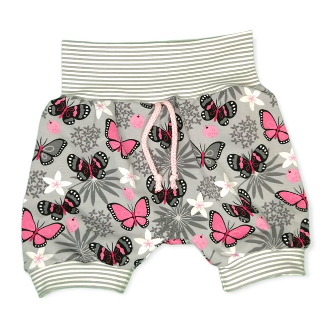 Baby Shorts mit Schmetterlinge grau rosa