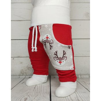Baby Pumphose mit Tasche Rentier Rudolph rot weiß 62-74