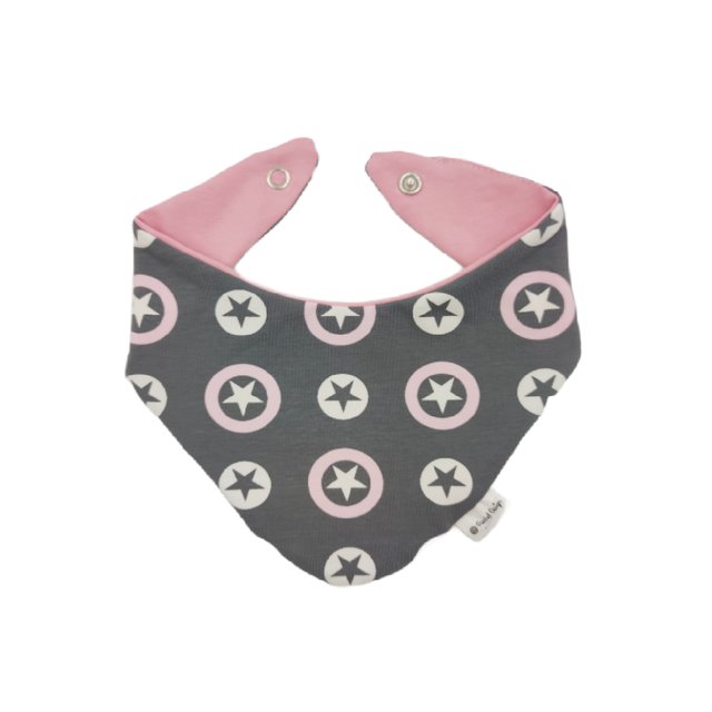Baby Halstuch Dreieckstuch Sterne im Kreis grau rosa ab 3 Monate