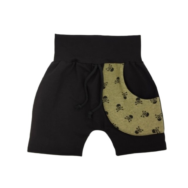 Baby Shorts mit Tasche Totenkopf schwarz khaki 62-74