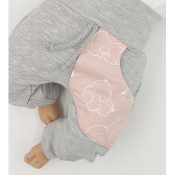 Baby Pumphose mit Tasche Elefanten hellrosa grau