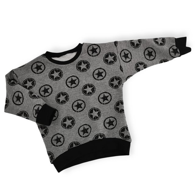 Pullover Sweater Sterne grau schwarz