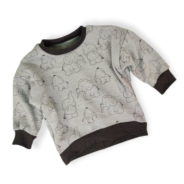 Pullover Sweater Elefanten graublau 98/104