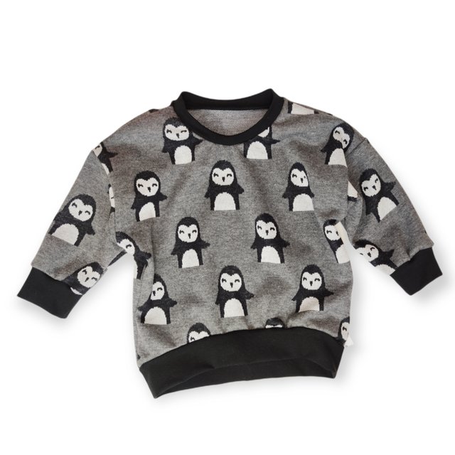 Pullover Strick Sweater Pinguine grau