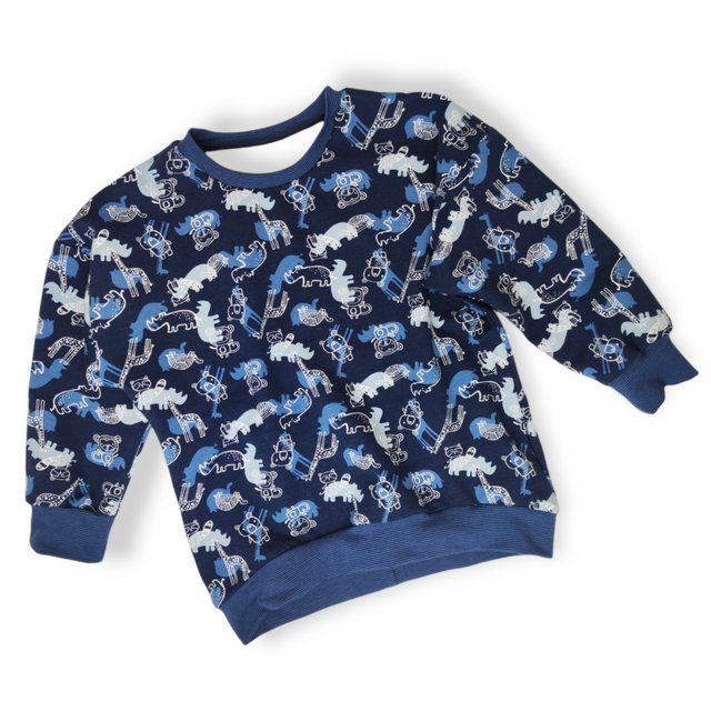 Pullover Sweater Zootiere blau 62/68