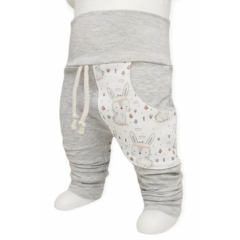 Baby Pumphose mit Tasche Boho Hase grau weiß 62-74