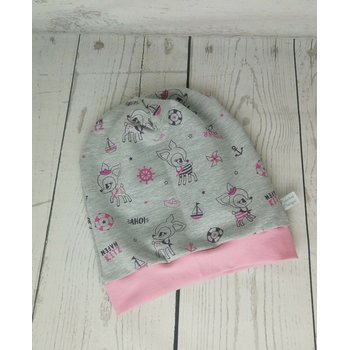 Baby Beanie Mütze Hafenkitz grau rosa