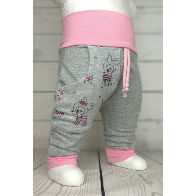 Baby Pumphose mit Tasche Hafenkitz grau rosa